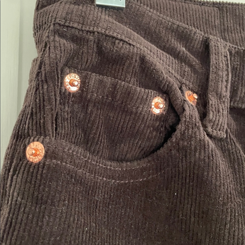 Pistola mocha brown corduroy flared jeans with copper hardware - Picture 8 of 14